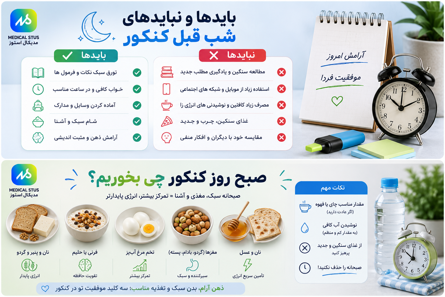 باید ها و نباید های شب و روز قبل از کنکور