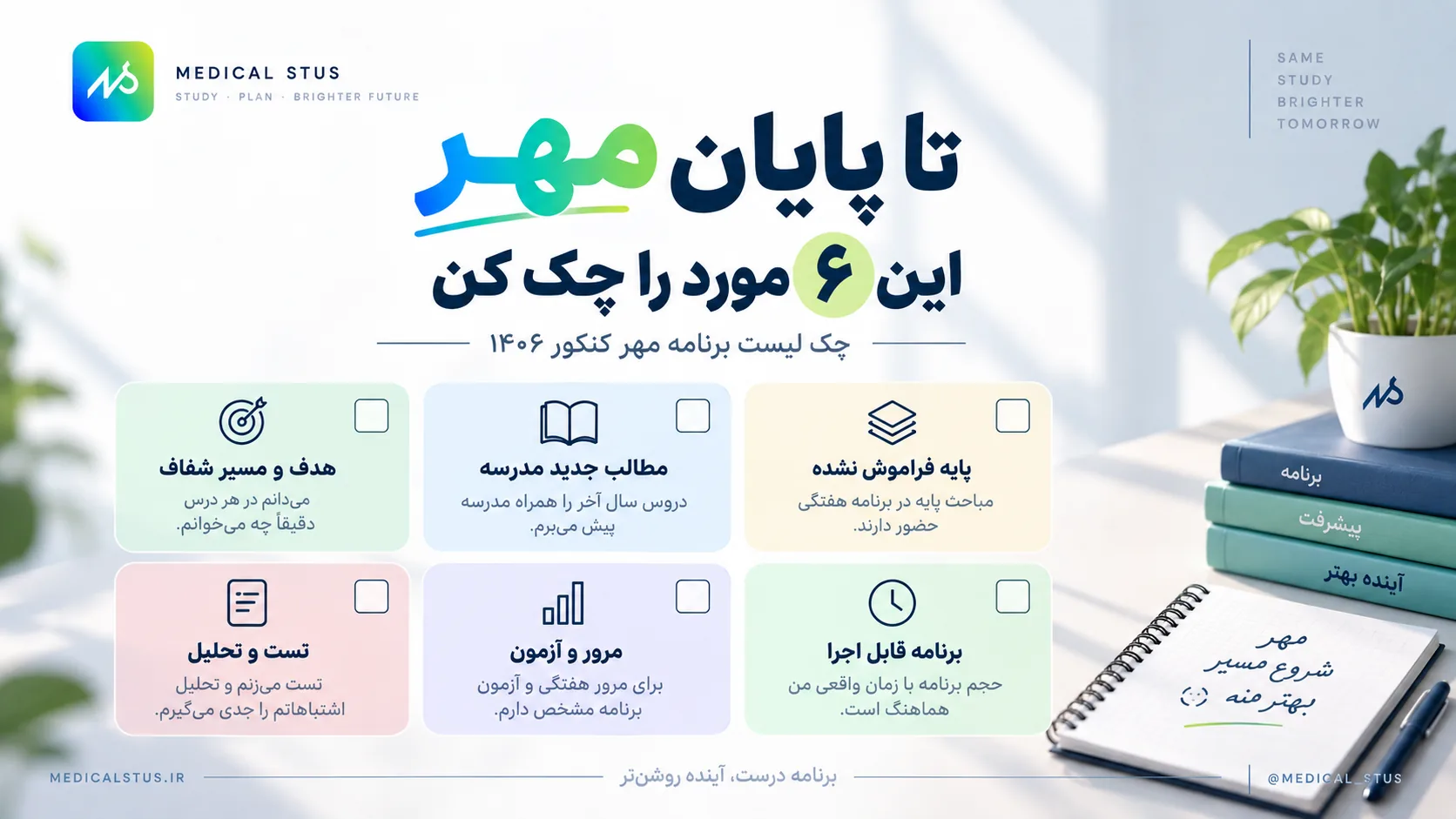 چک لیست برنامه مهر کنکور