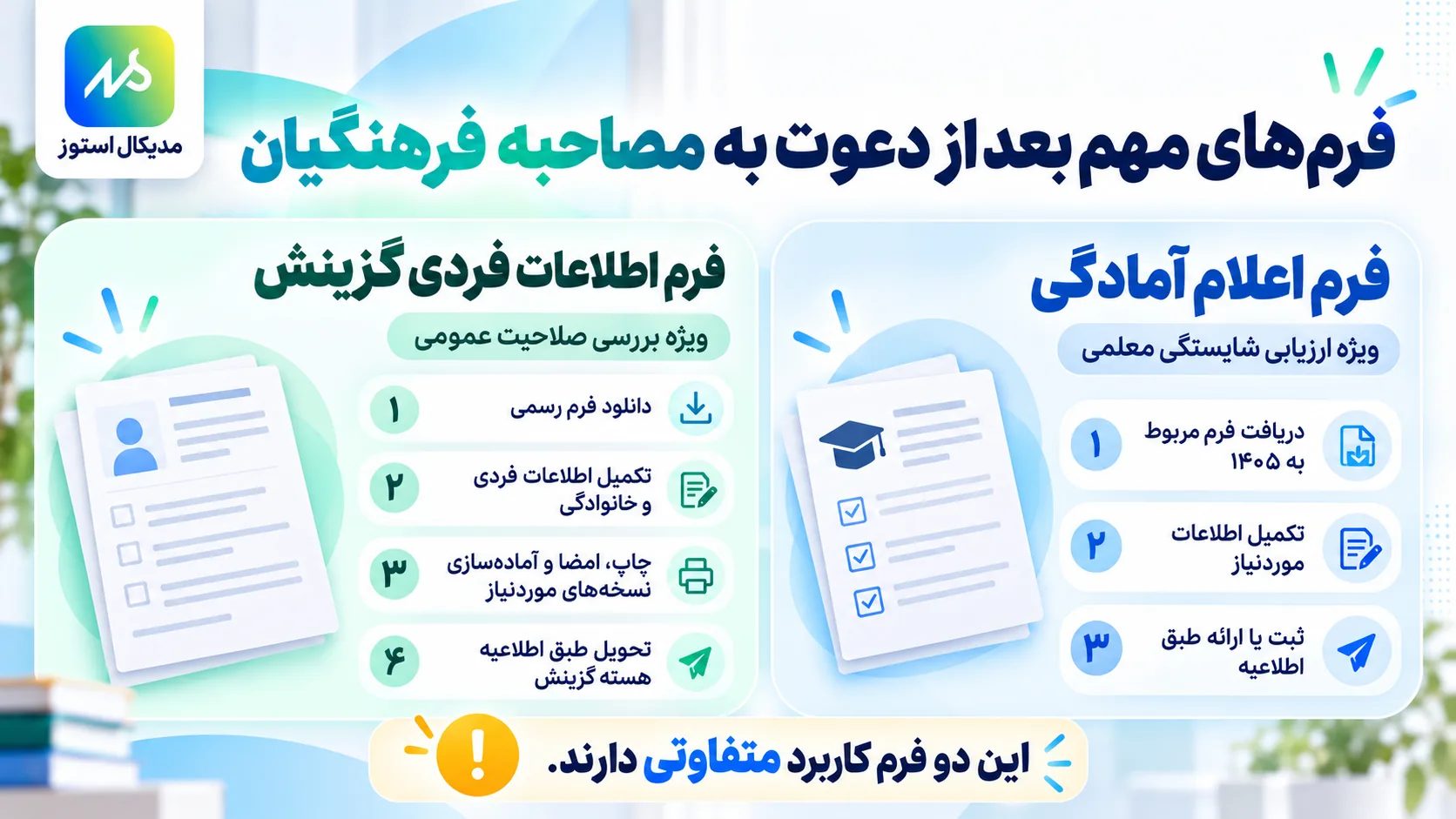 تفاوت فرم اعلام آمادگی و فرم اطلاعات فردی گزینش