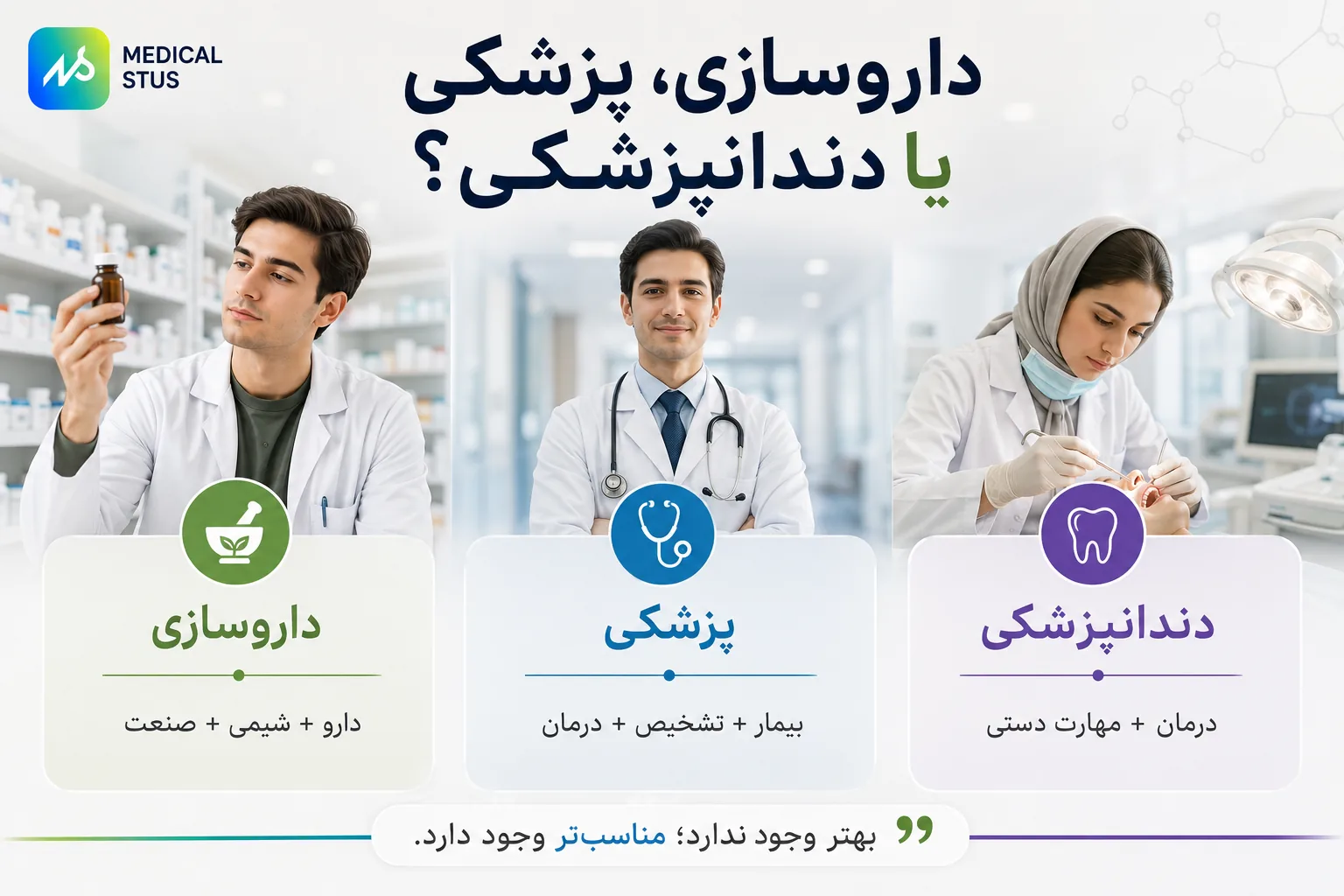 مقایسه رشته های پزشکی،دندان پزشکی و داروسازی